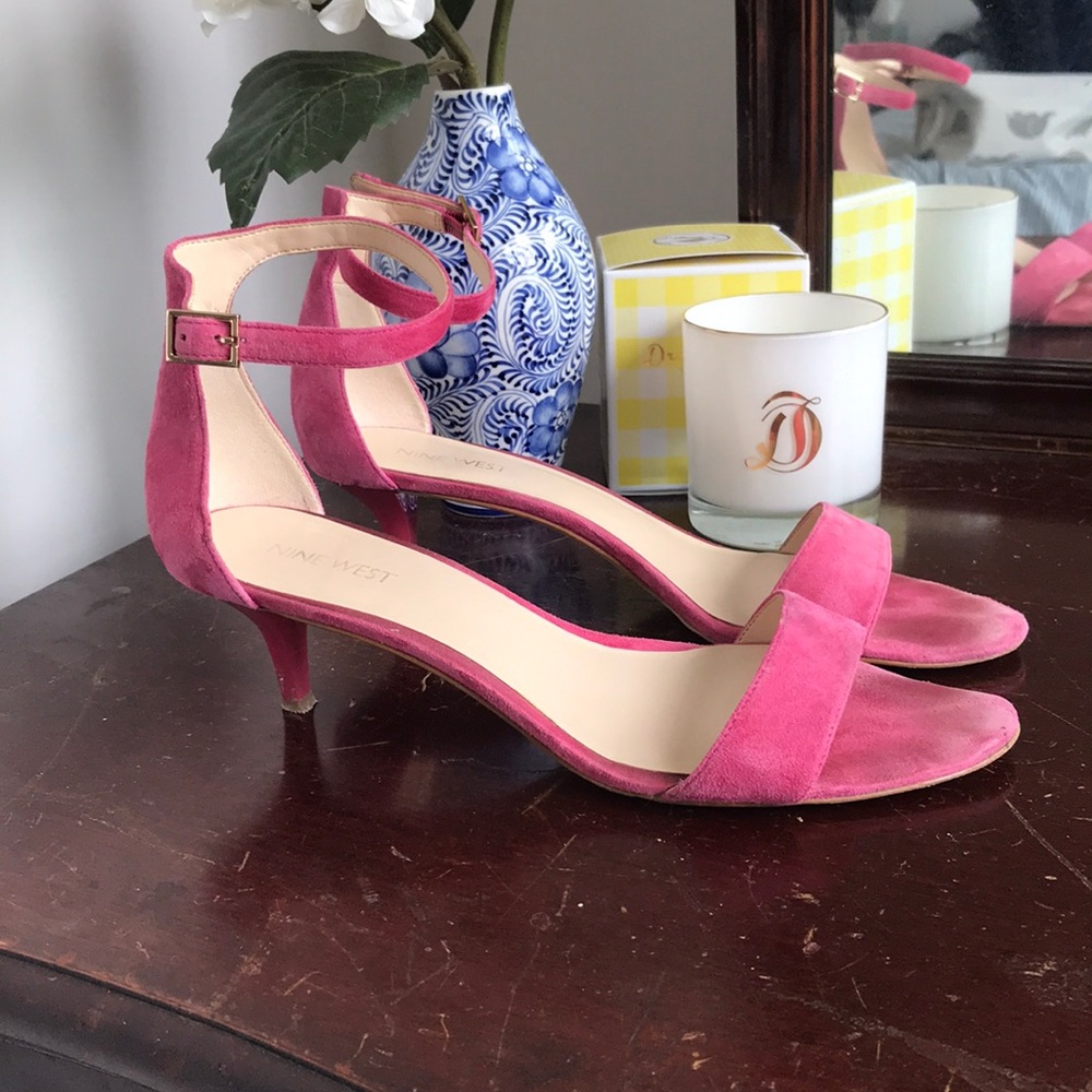 Nine West Pink Suede Kitten Heels